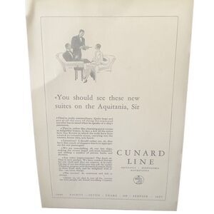 Vintage 1927 Cunard Line New Suites on the Aquitaine Ad Advertisement
